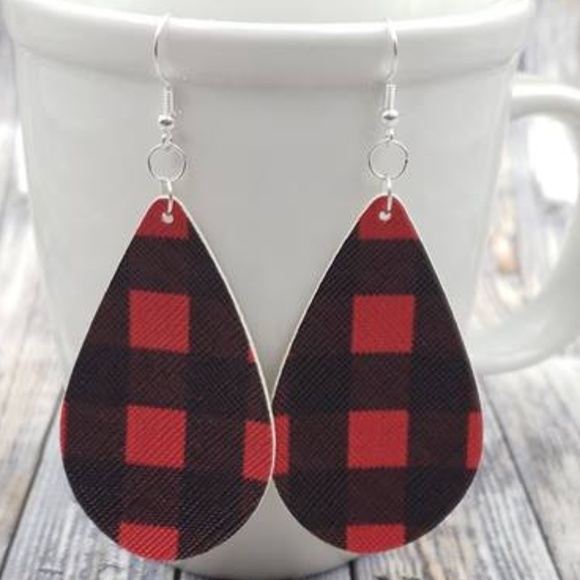 Handmade Jewelry - 2.5" Buffalo Plaid Earrings Handmade Jewelry - 2.5" Buffalo Plaid Earrings